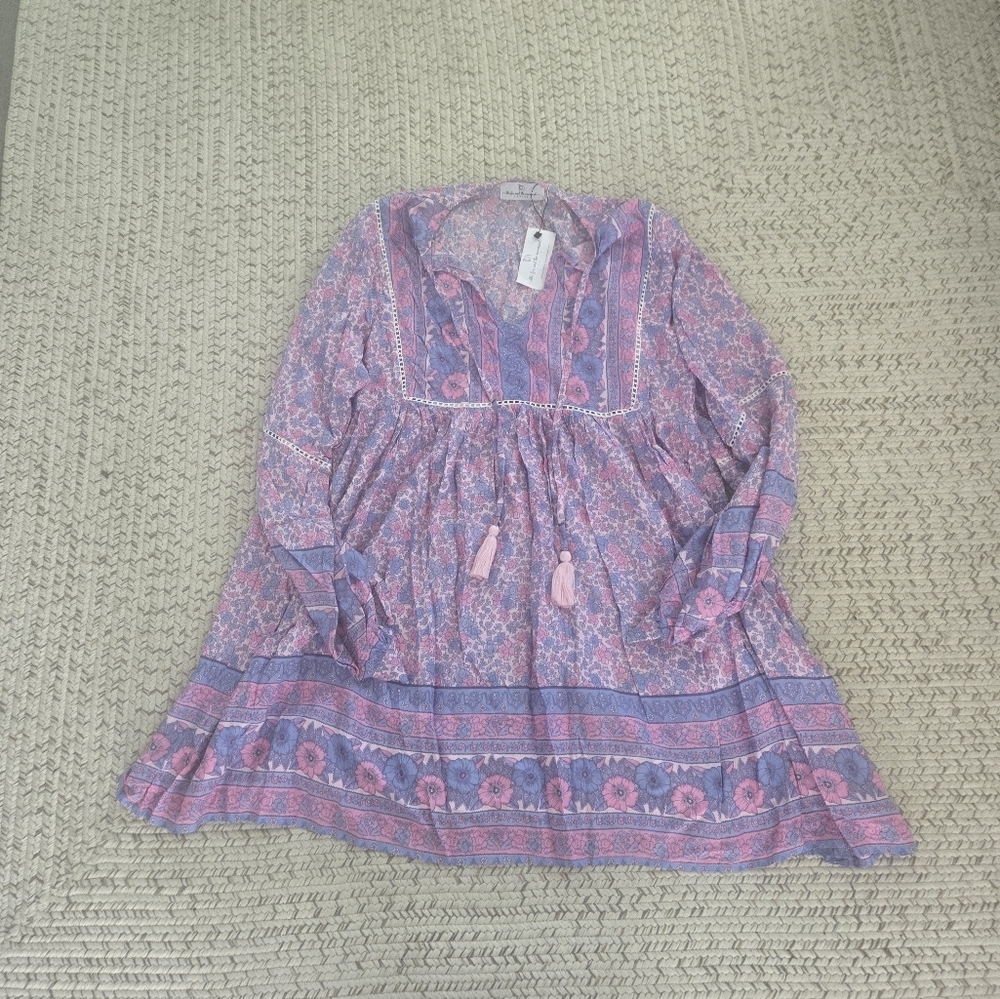 NWT The Fox and Tye Mermaid Bohemian Floral Pink and Blue Dress - Picture 2 of 5